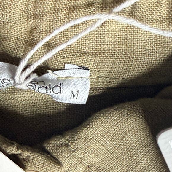 NWT ELENA BALDI M 100% Linen Olive Tunic Dress Minimalist Lagenlook 3/4 Roll-Tab - Picture 9 of 9